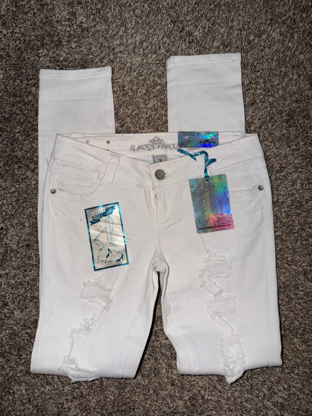 Almost Famous White Ripped Skinny Jeans